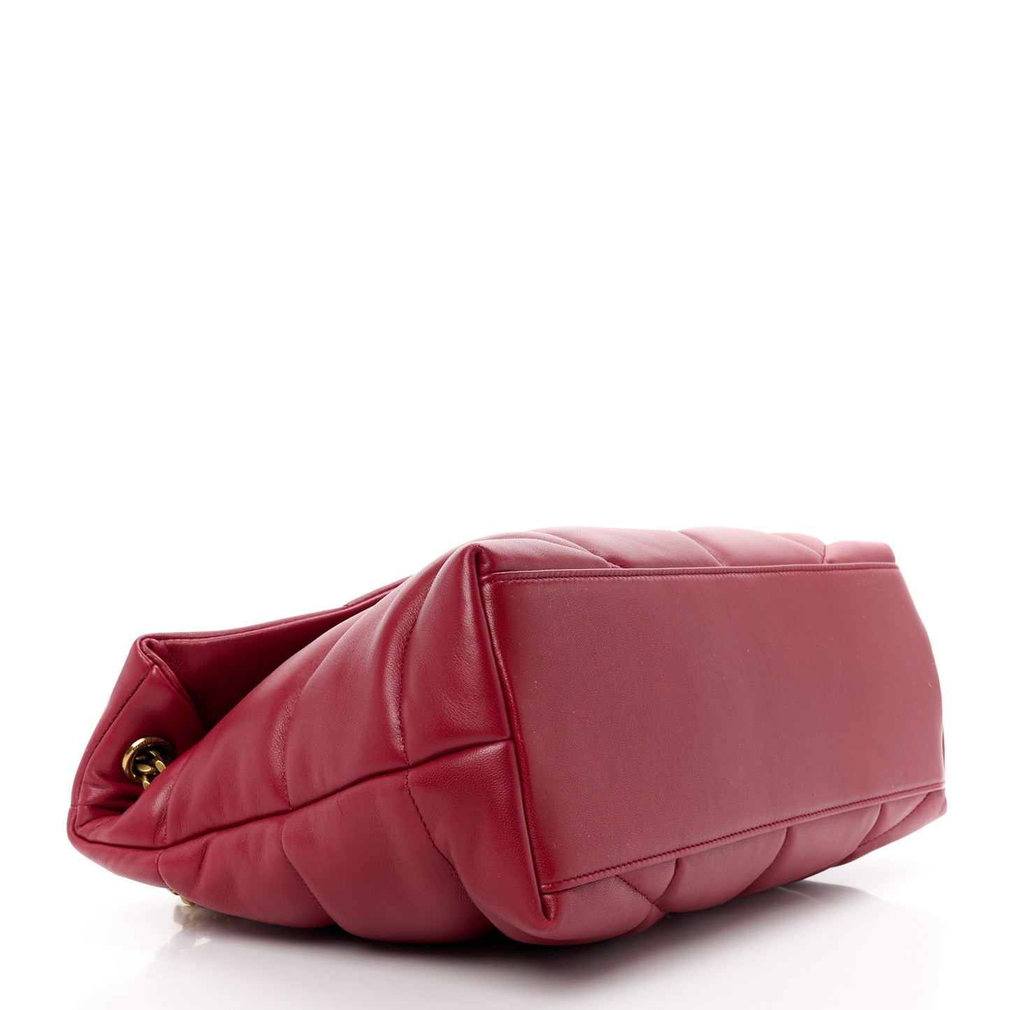 Lambskin Quilted Medium Loulou Puffer Monogram Chain Satchel Opyum Red