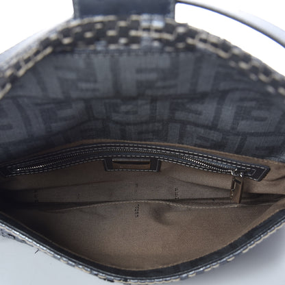 Fendi Metallic Lambskin Woven Baguette Light Grey 5 of 19