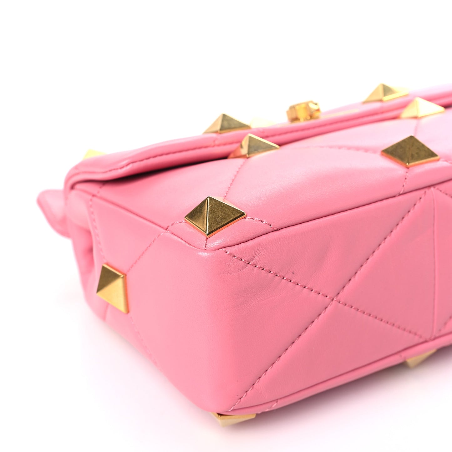 Nappa Medium Roman Stud Shoulder Bag Flamingo Pink