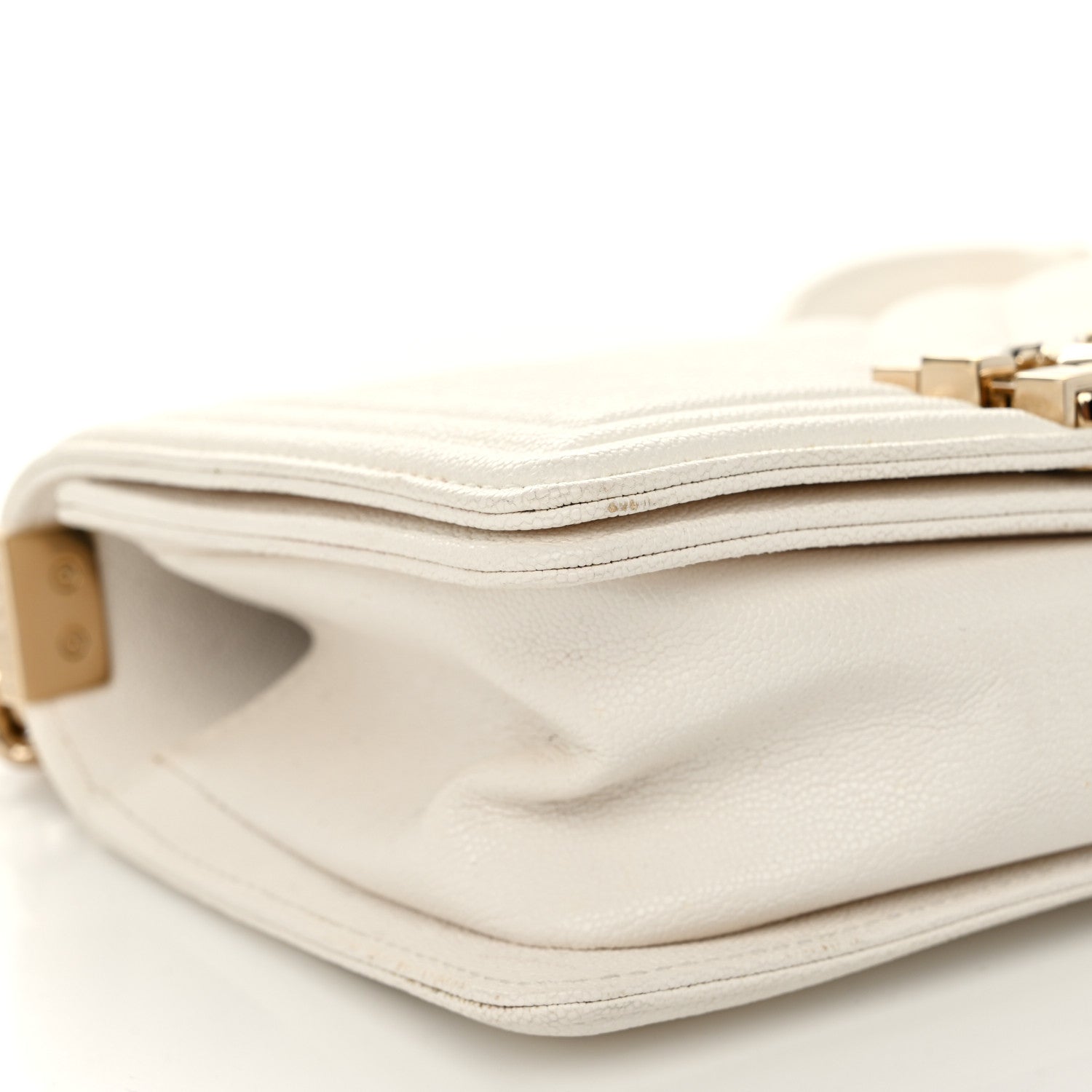 Chanel Caviar Chevron Quilted Small Boy Flap White 9 of 10