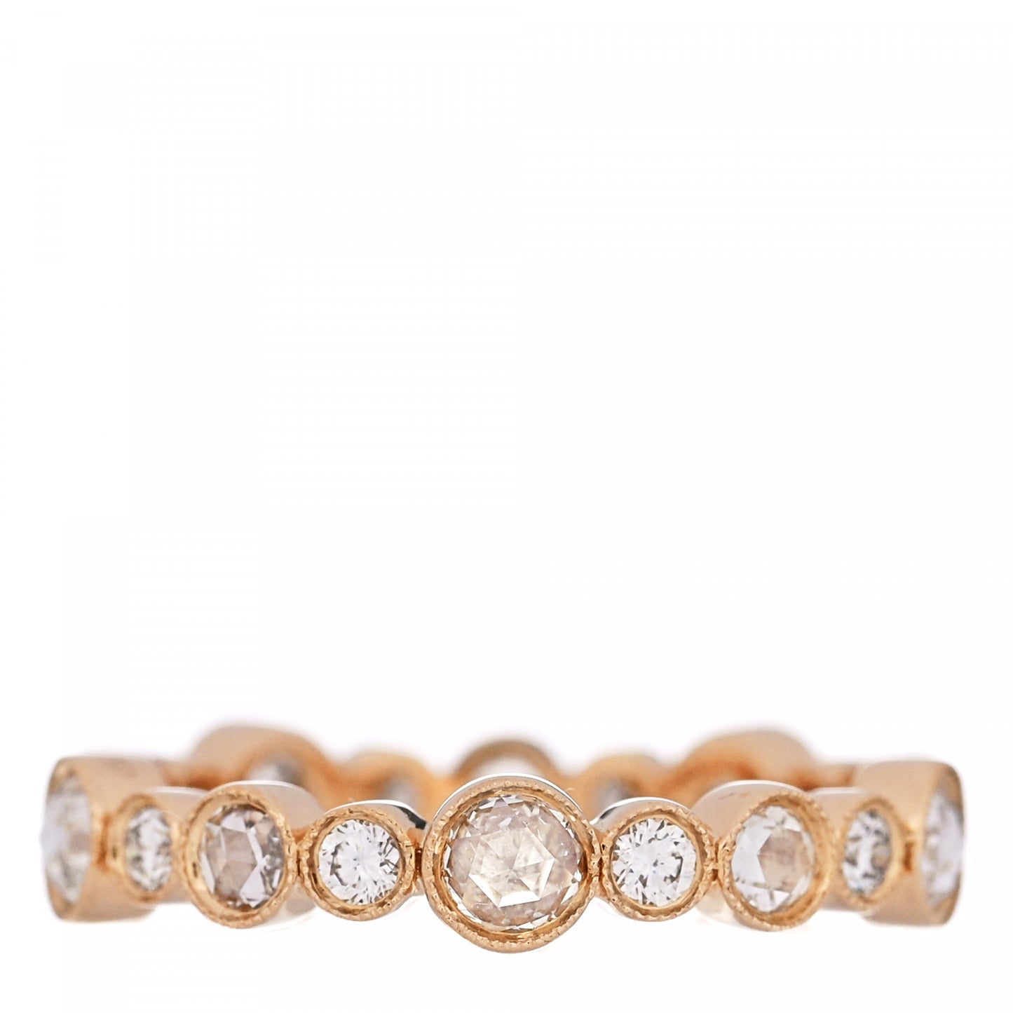 18K Rose Gold Diamond Narrow Cobblestone Band Ring 50 5.25
