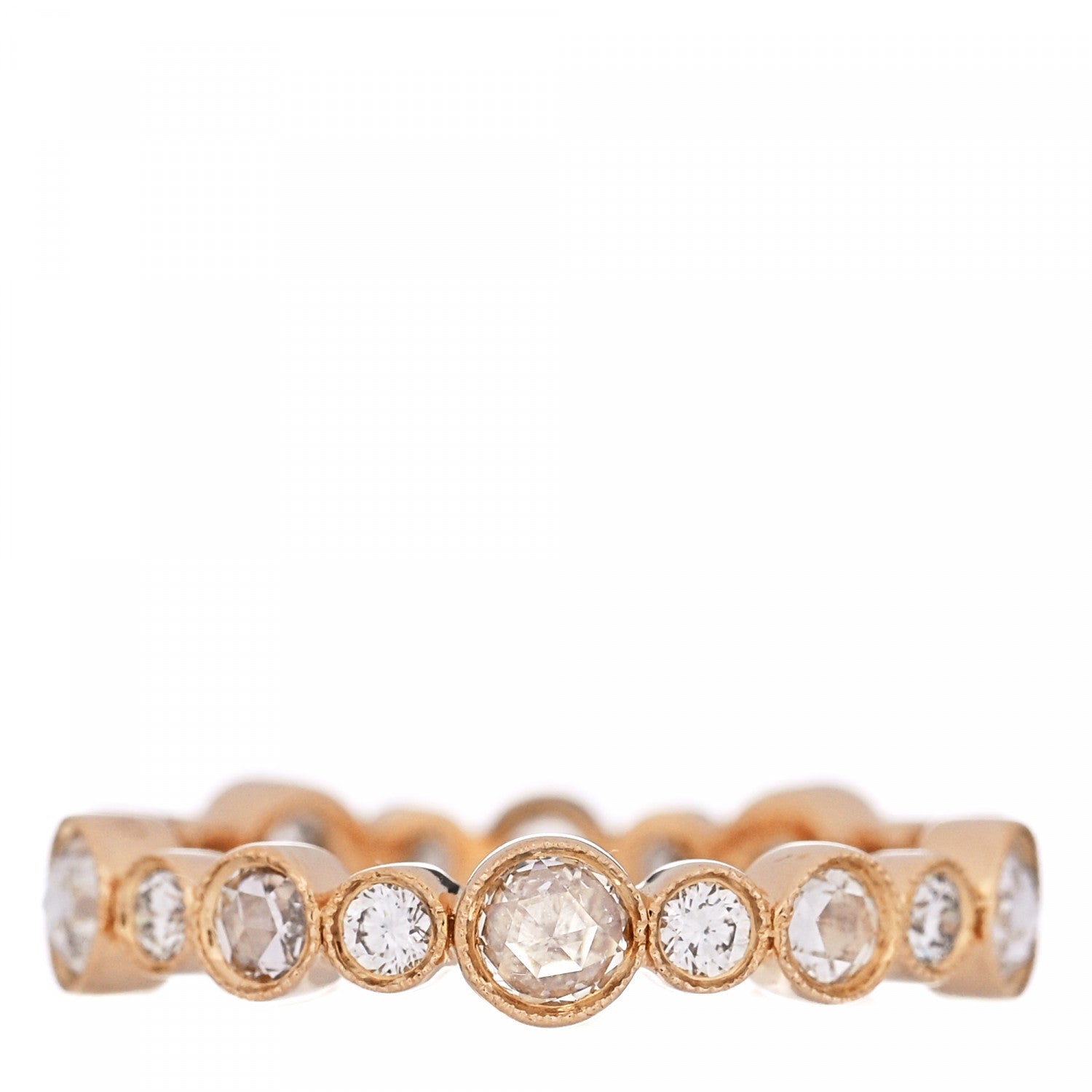 Tiffany 18K Rose Gold Diamond Narrow Cobblestone Band Ring 50 5.25 1 of 10