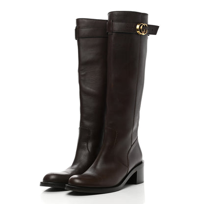 Gucci Calfskin Interlocking G Riding Boots 38 Brown 3 of 7