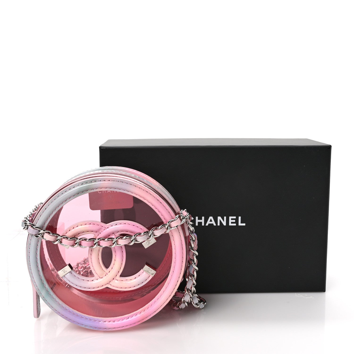 Chanel PVC Lambskin Filigree Round Clutch With Chain Pink 10 of 10