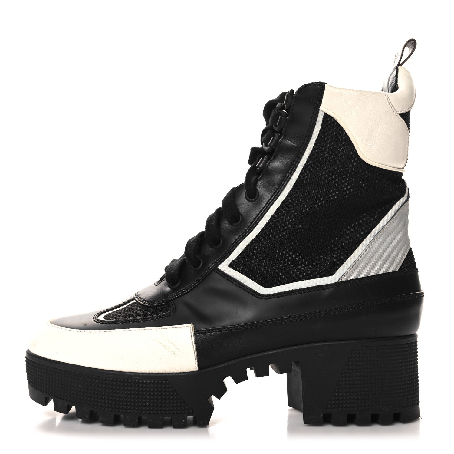 Louis Vuitton Calfskin Technical Nylon Laureate Platform Desert Boot 40 Black White 1 of 8