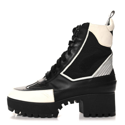 Louis Vuitton Calfskin Technical Nylon Laureate Platform Desert Boot 40 Black White 1 of 8