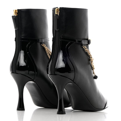 Chanel Lambskin Patent Calfskin Ankle Boots 37 Black 4 of 12