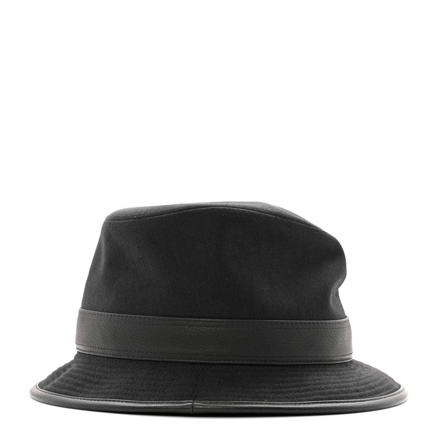 Hermes Linen Deerskin Fedora Hat 58 Black 5 of 12