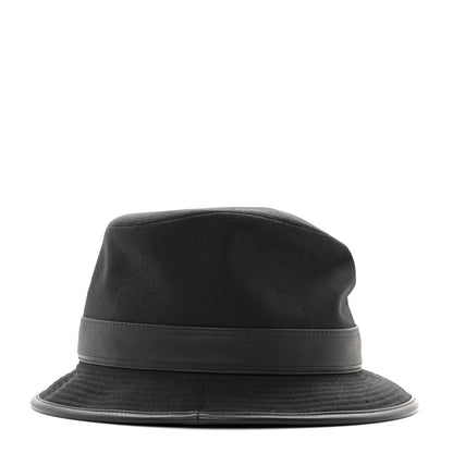 Hermes Linen Deerskin Fedora Hat 58 Black 5 of 12