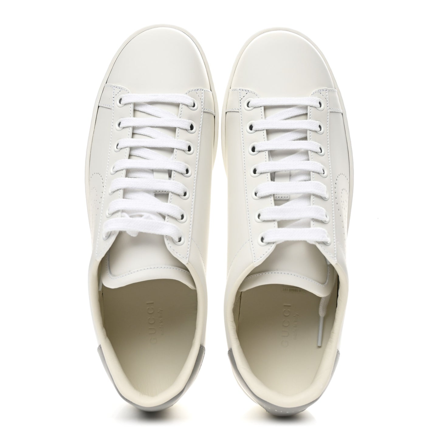 Calfskin Interlocking G Perforated Womens Ace Sneakers 38.5 White Grey Sky