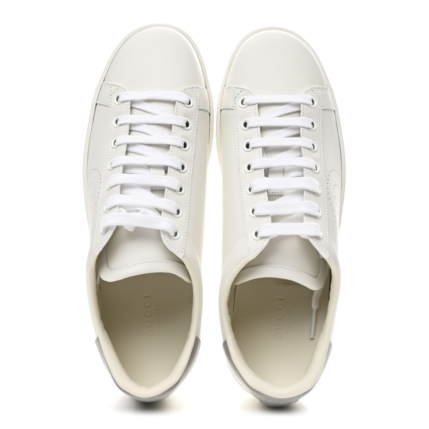 Gucci Calfskin Interlocking G Perforated Womens Ace Sneakers 38.5 White Grey Sky 2 of 11