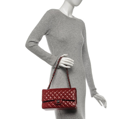 Chanel Lambskin Quilted Medium Double Flap Dark Red 2 of 7