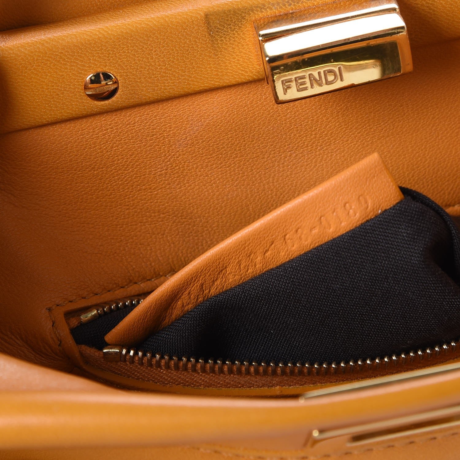 Fendi Nappa Mini Peekaboo Iconic Satchel Giallo Syrup 8 of 14