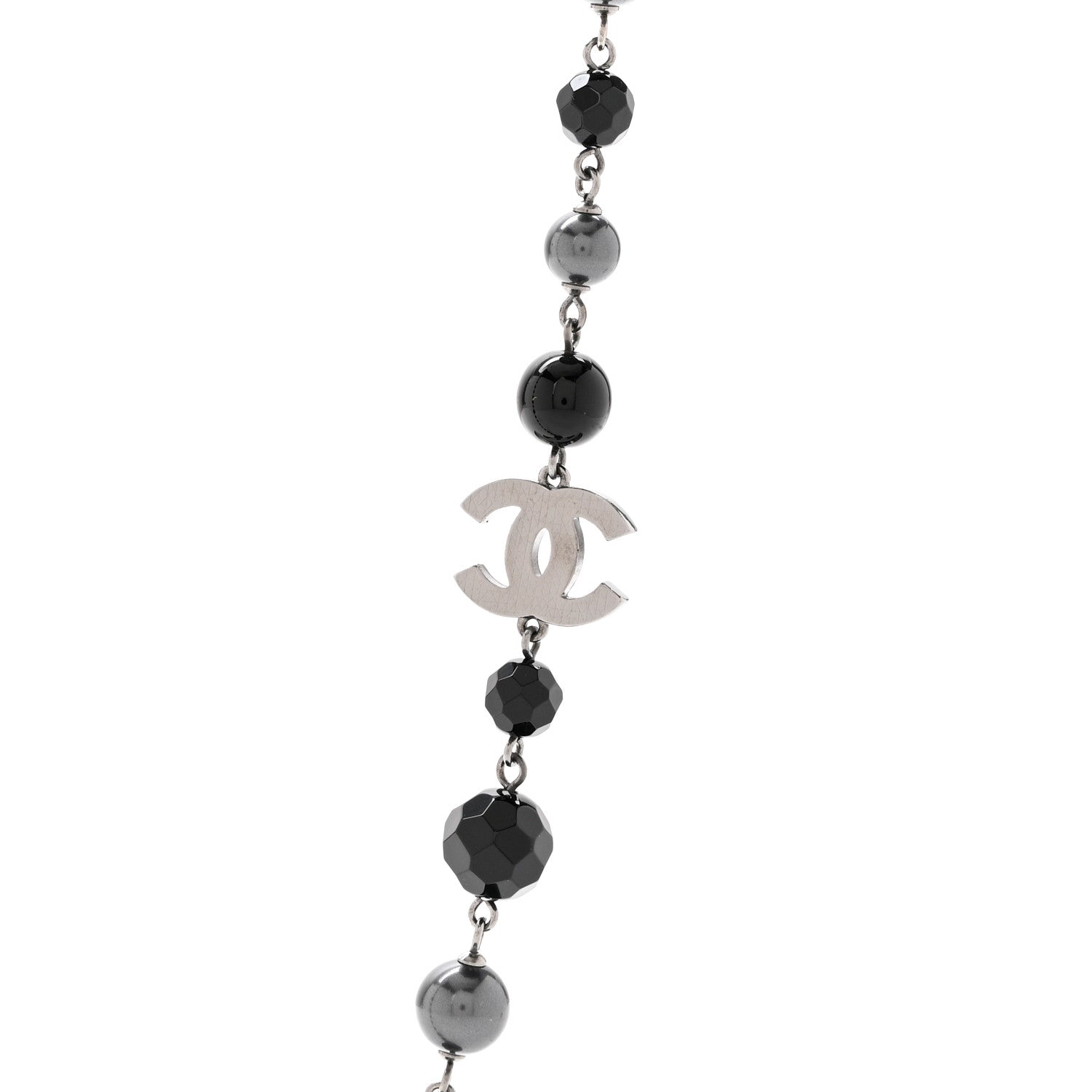 Chanel Ruthenium Pearl Beaded CC Long Necklace Black 4 of 6