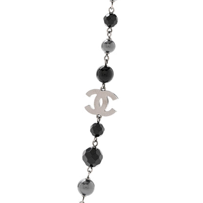 Chanel Ruthenium Pearl Beaded CC Long Necklace Black 4 of 6