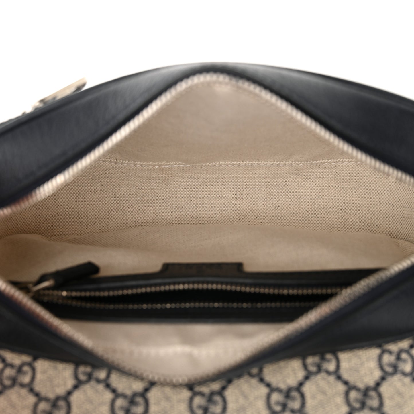 GG Supreme Monogram Textured Dollar Calfskin Web Studded Mini Ophidia Flap Shoulder Bag Beige Blue