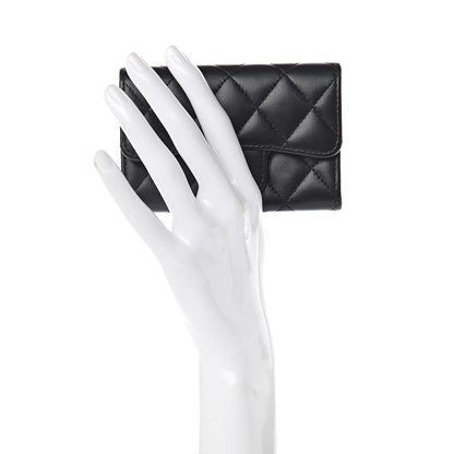 Chanel Lambskin Quilted Flap Card Holder Black 2 of 9