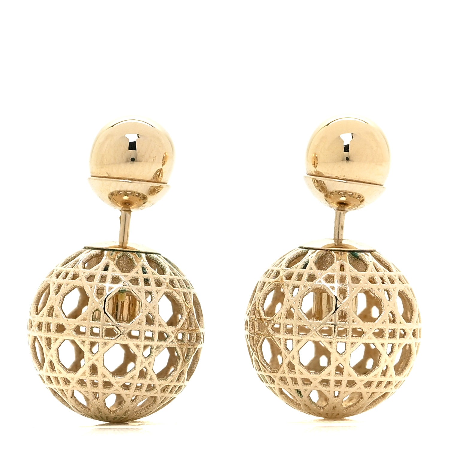 Christian Dior Cannage Mise En Dior Tribal Earrings Gold 1 of 6