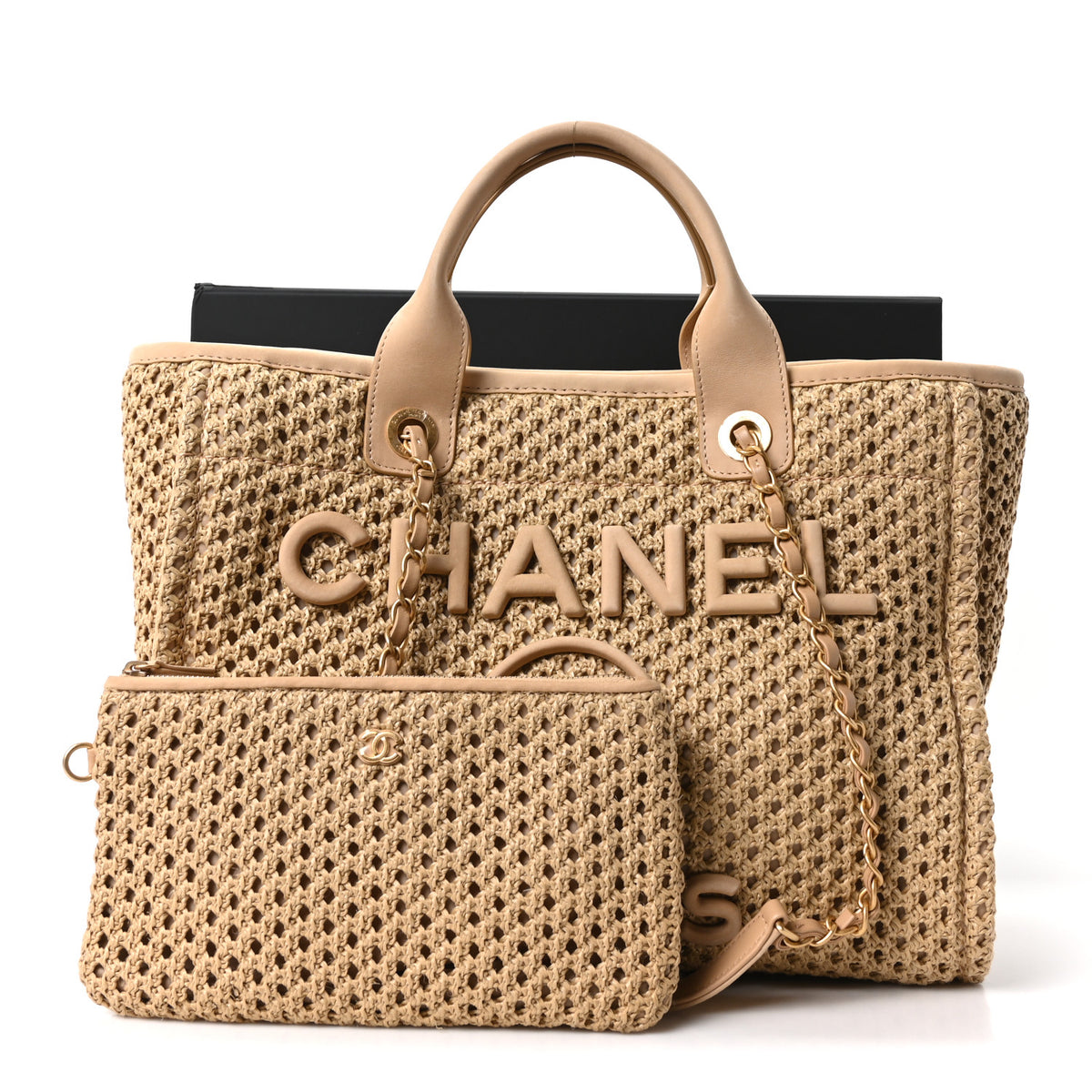 Chanel Straw Suede Calfskin Small Deauville Tote Beige 12 of 12