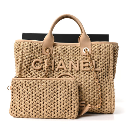 Chanel Straw Suede Calfskin Small Deauville Tote Beige 12 of 12