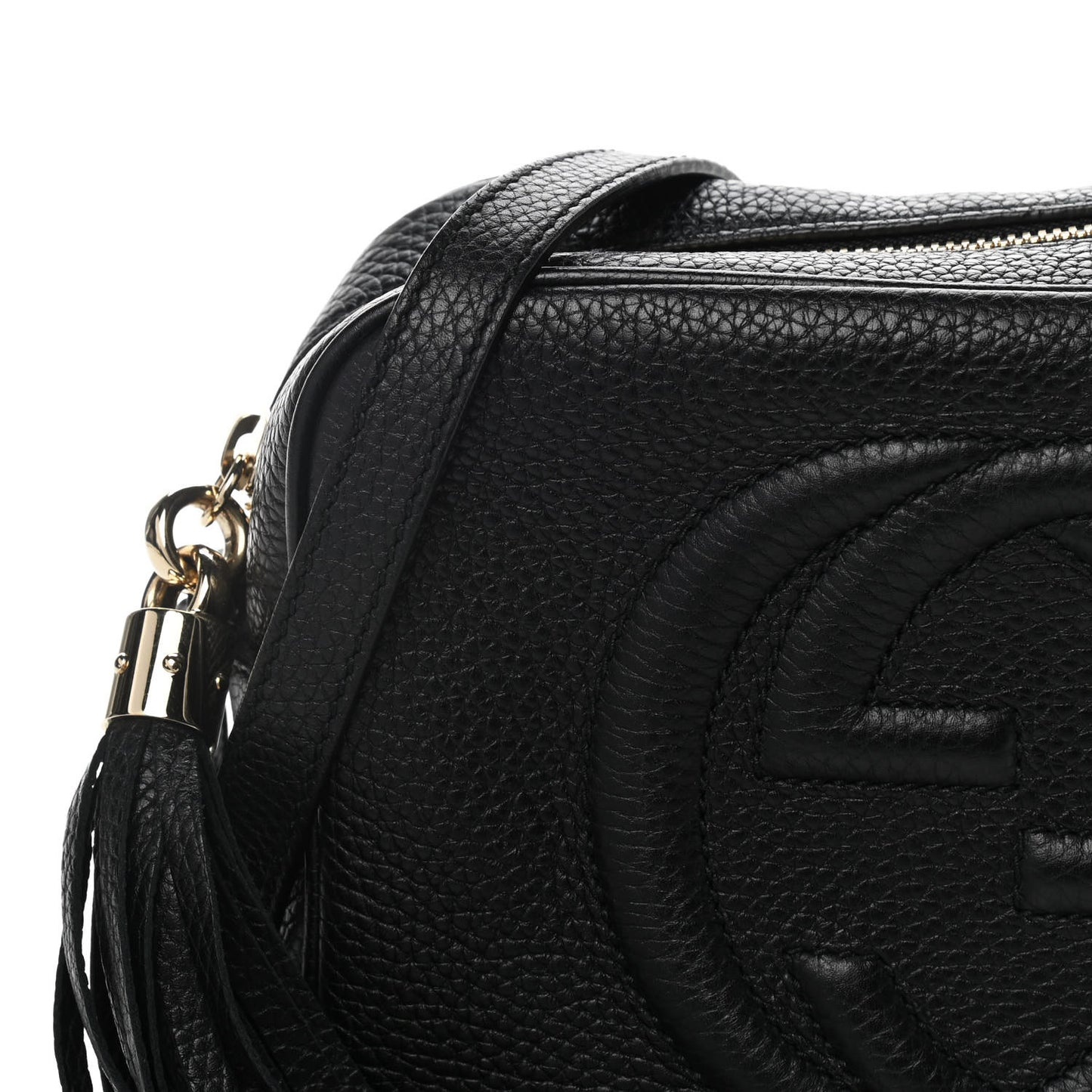 Pebbled Calfskin Small Soho Disco Bag Black