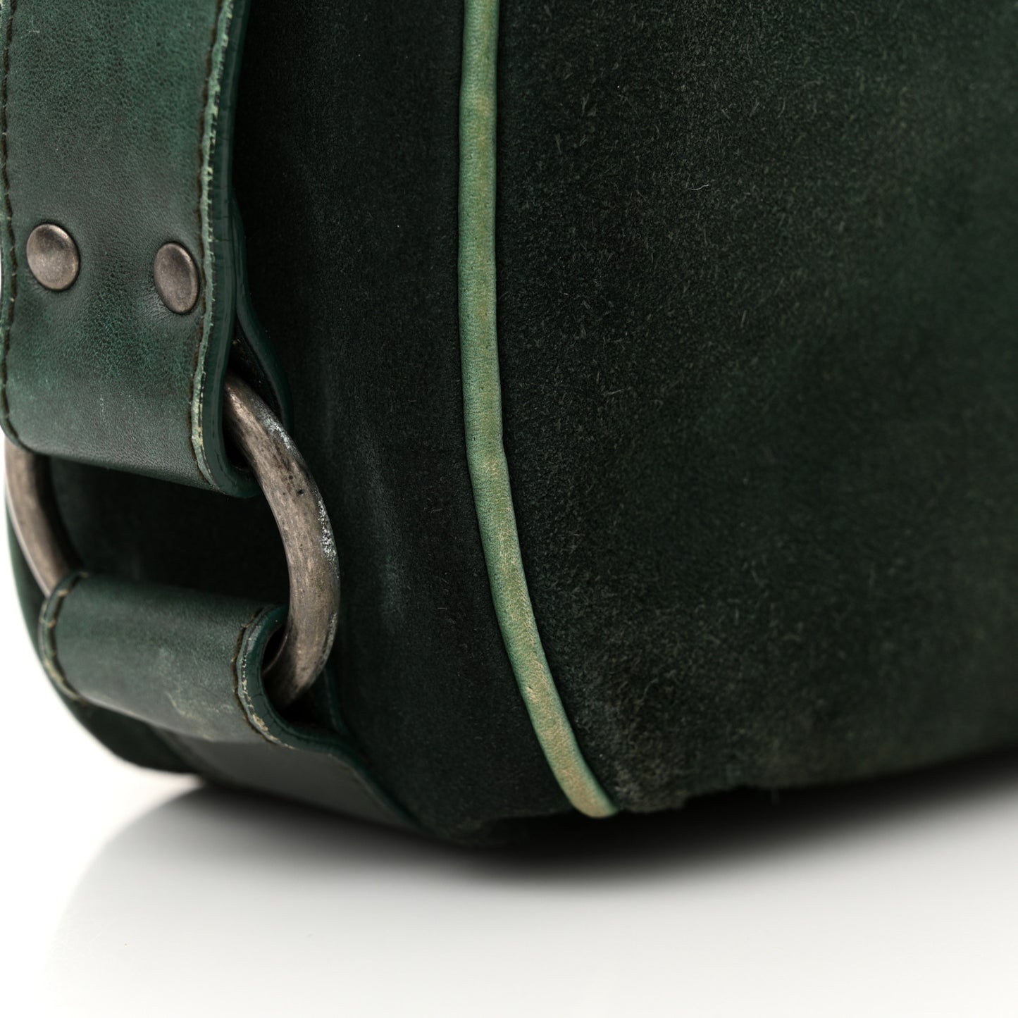 Suede Calfskin Medium Gaucho Double Saddle Green