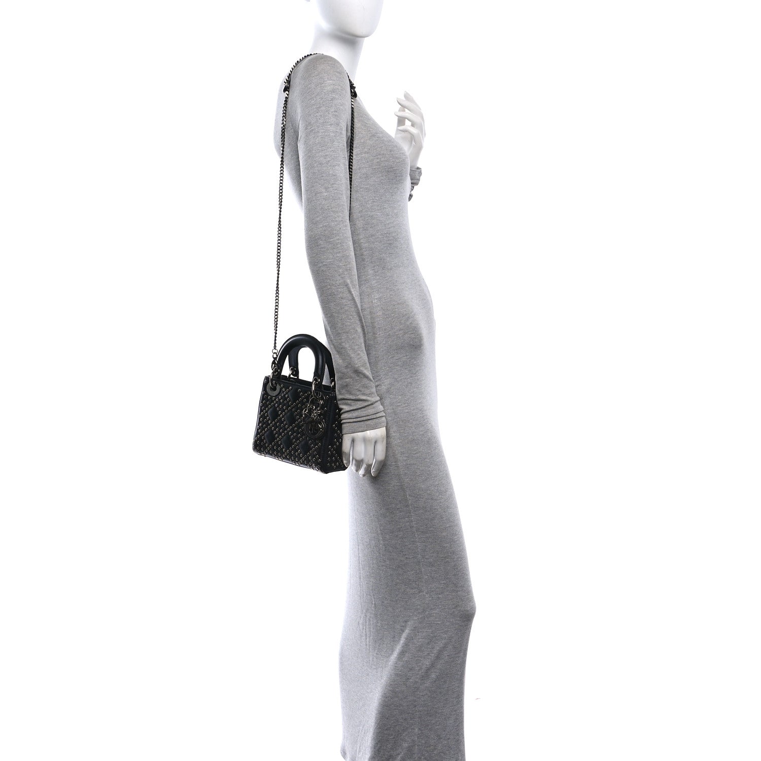 Christian Dior Lambskin Cannage Lucky Star Studded Mini Lady Dior Black Black 2 of 12
