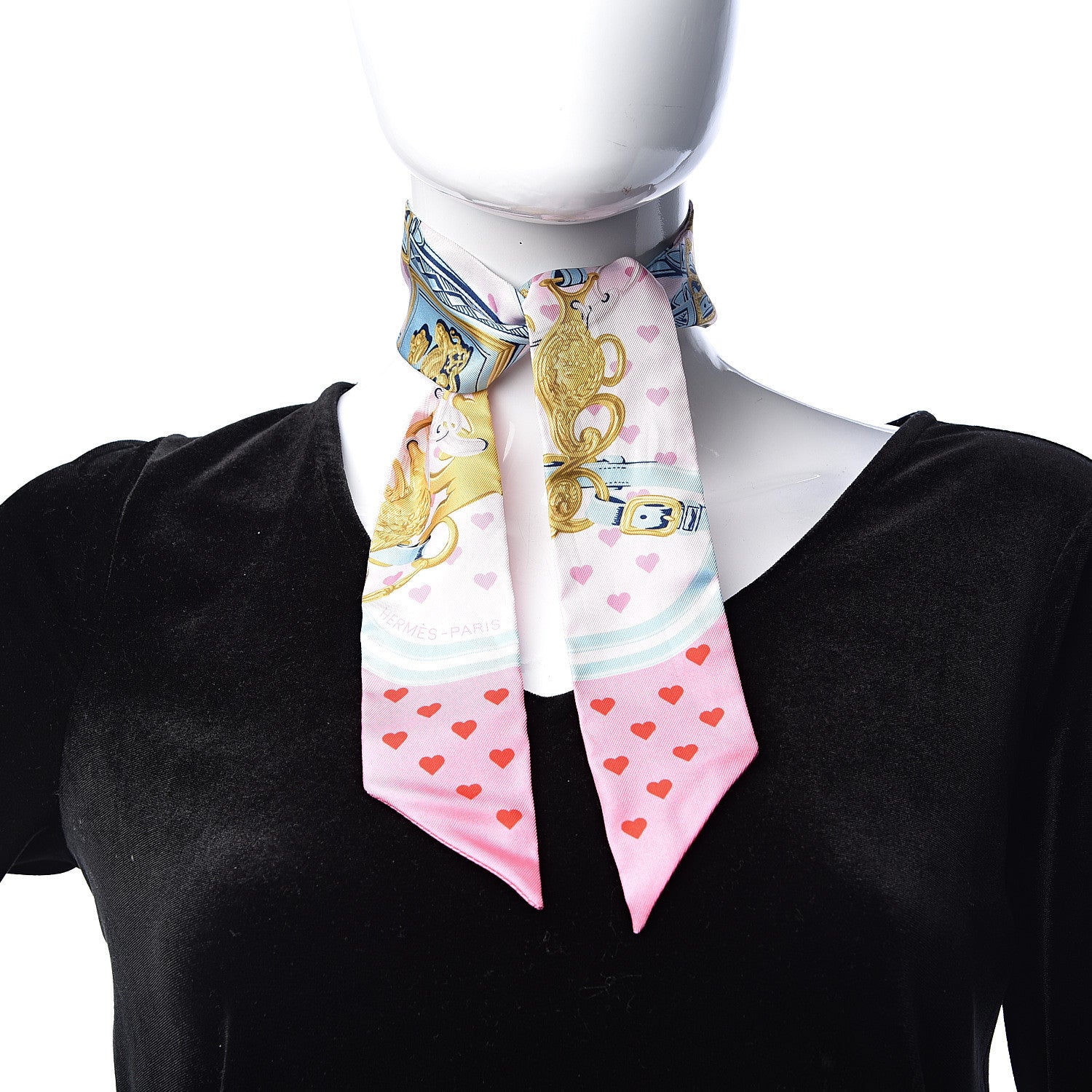 Hermes Silk Brides de Gala Love Twilly Rose Pale Bleu Glacier Rose 2 of 6