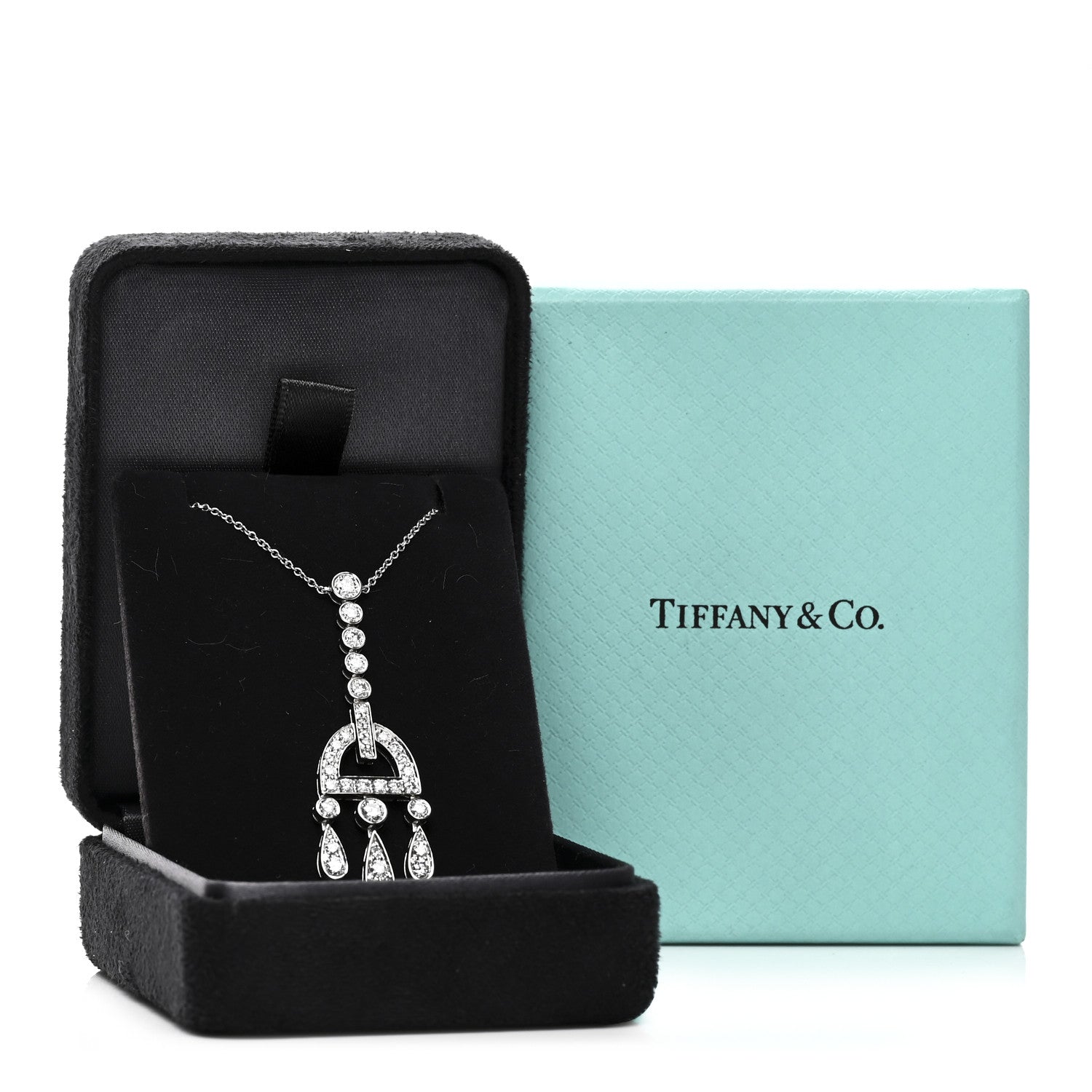 Tiffany Platinum Diamond Jazz Buckle Pendant Necklace 5 of 5
