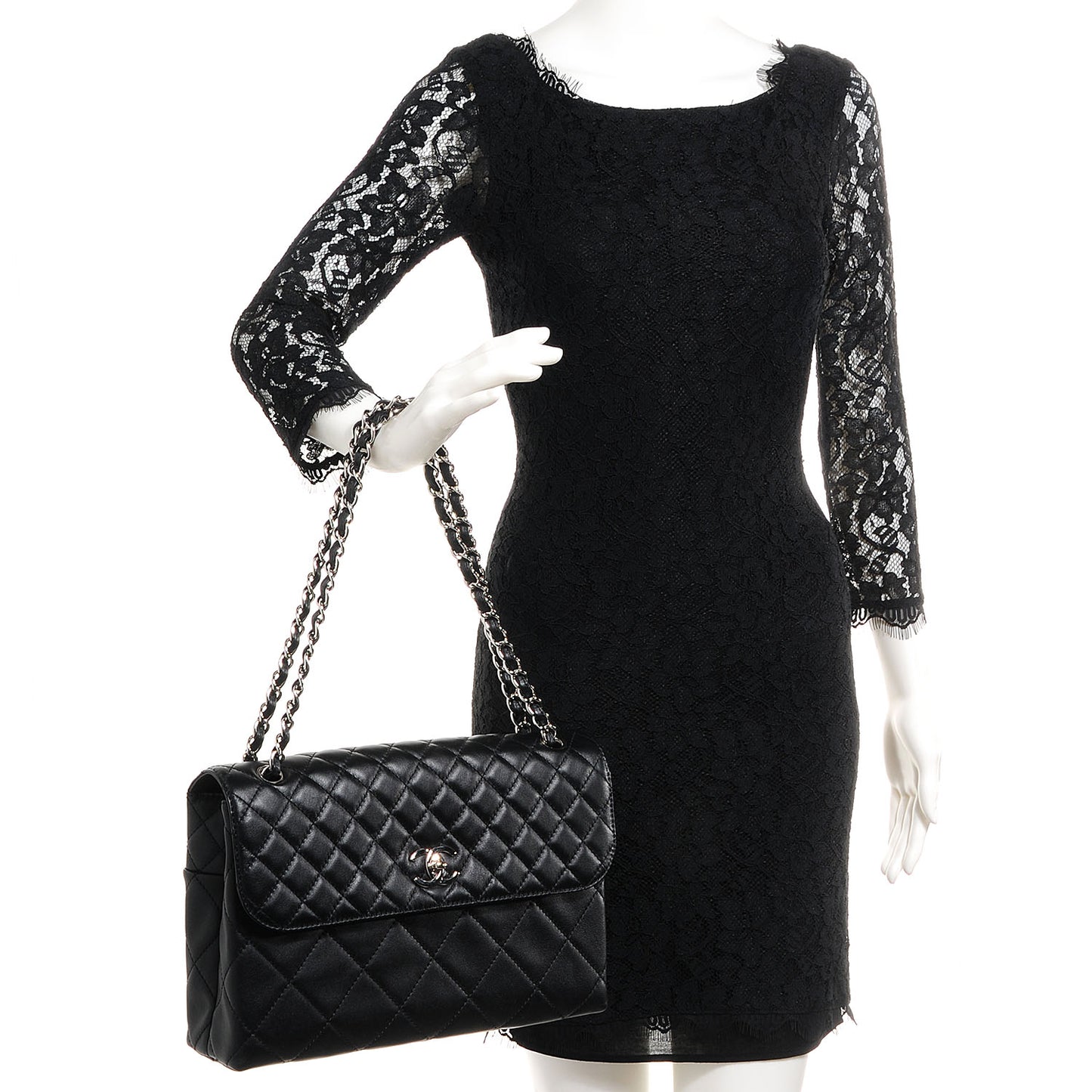 Calfskin Quilted In the Business Flap Bag Black