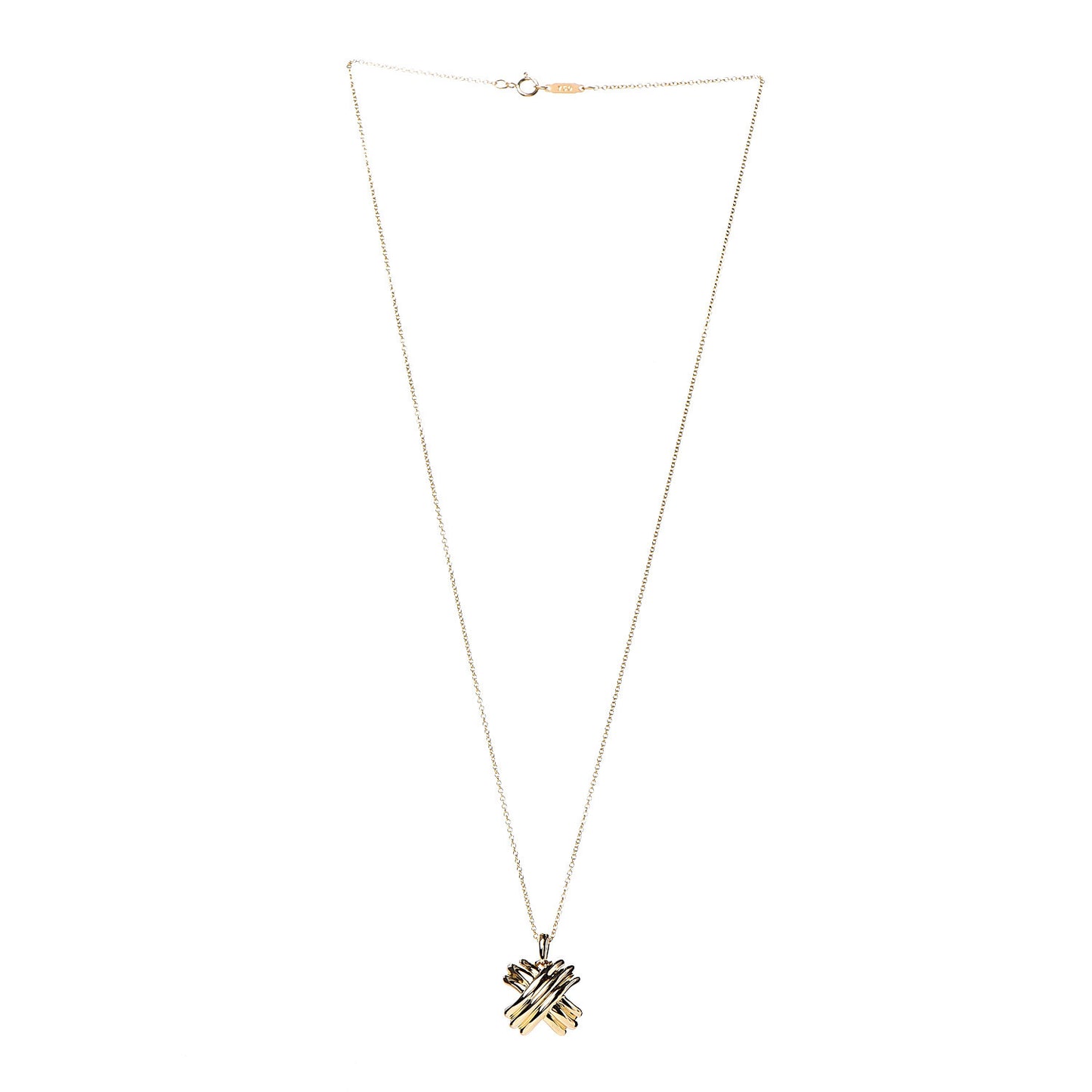 18K Yellow Gold Large Signature X Pendant Necklace
