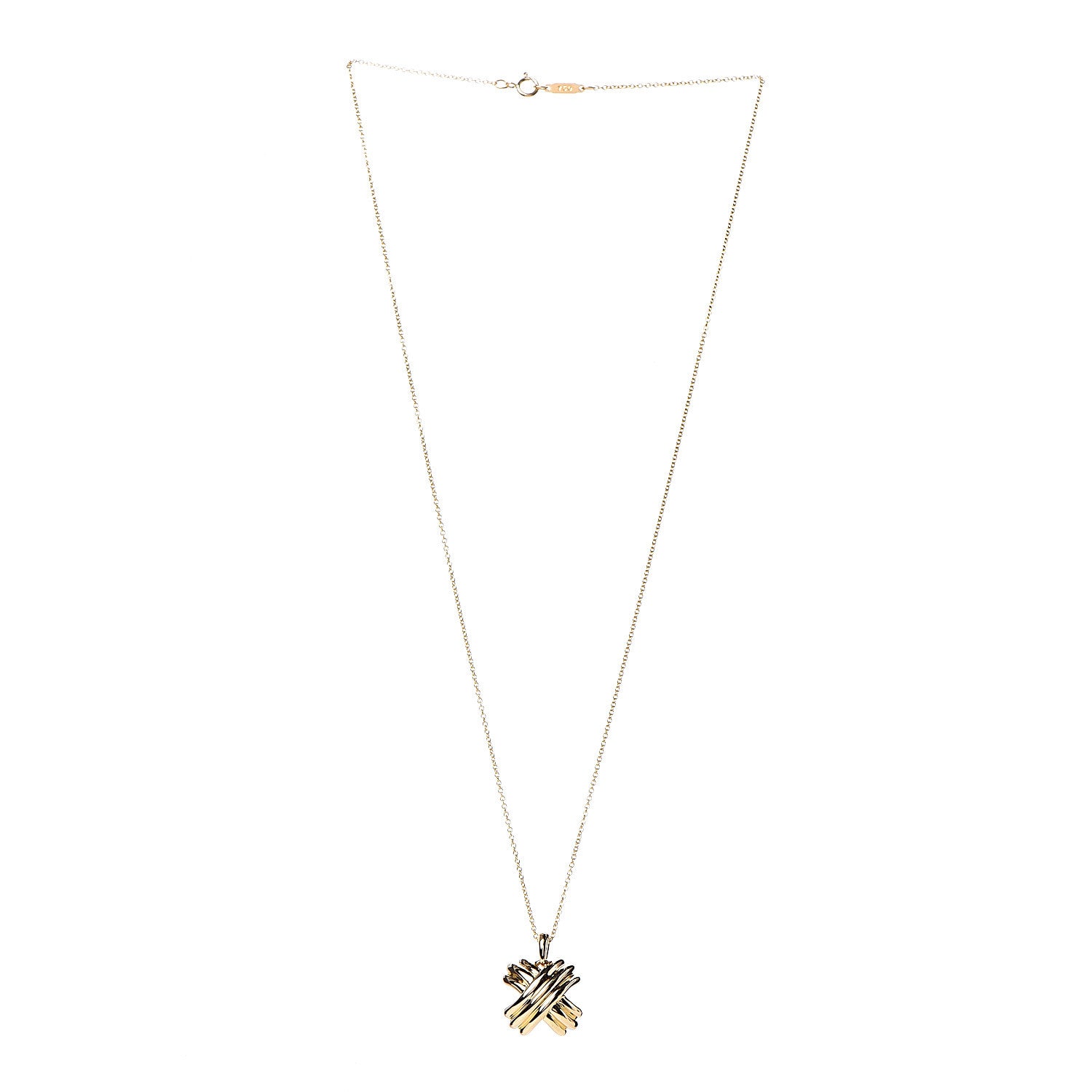 Tiffany 18K Yellow Gold Large Signature X Pendant Necklace 3 of 8