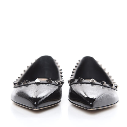 Valentino Garavani Wrinkled Patent Rockstud Ballerina Flats 36 Black 2 of 11