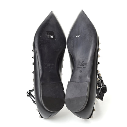 Valentino Garavani Nappa Rockstud Cage Ballerina Flats 39 Black 5 of 10