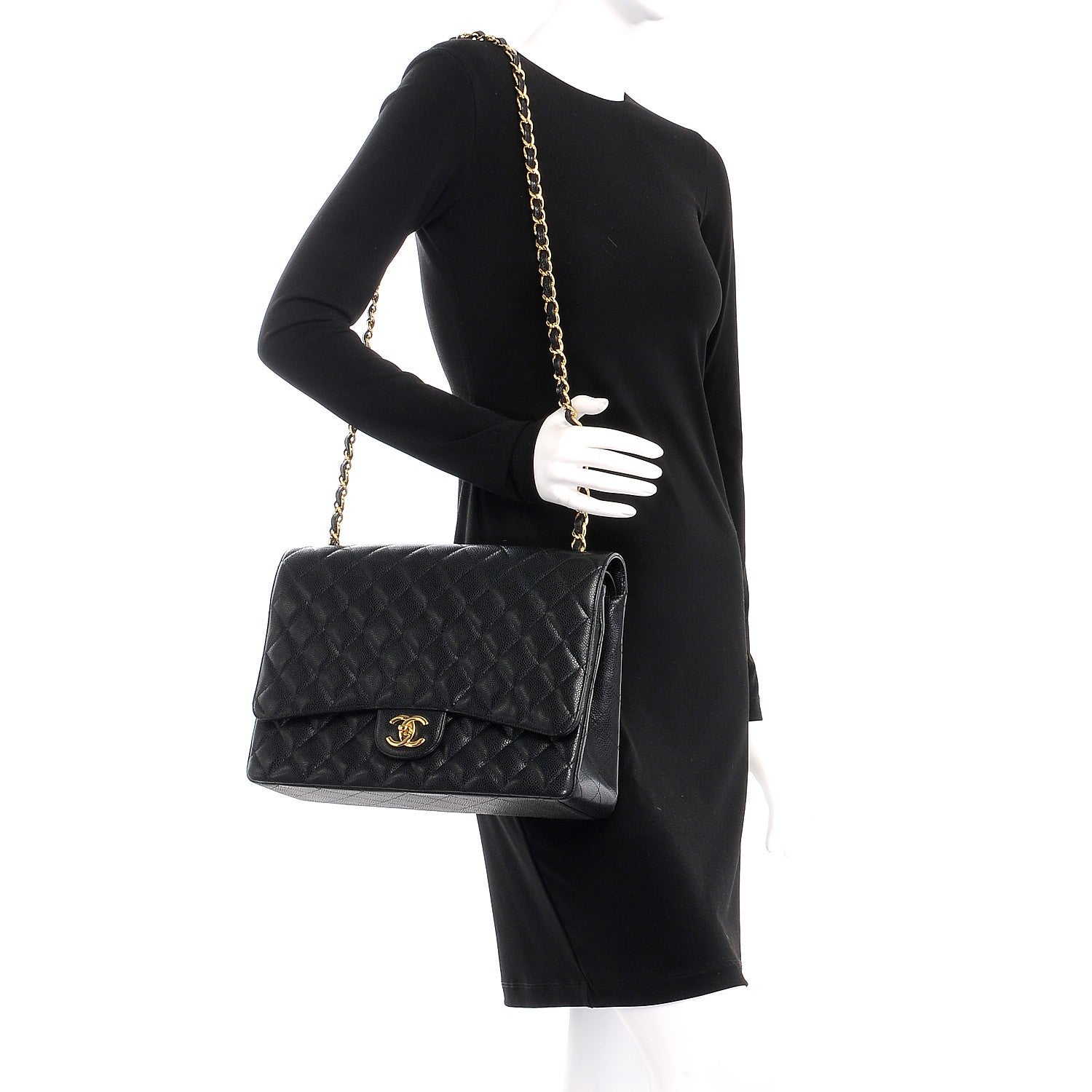 Chanel Caviar Quilted Maxi Double Flap Black 2 of 8