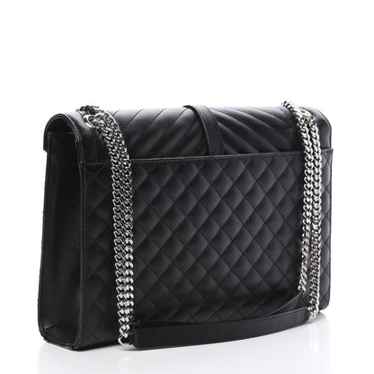 Saint Laurent Grain De Poudre Textured Mixed Matelasse Large Triquilt Monogram Satchel Black 3 of 12