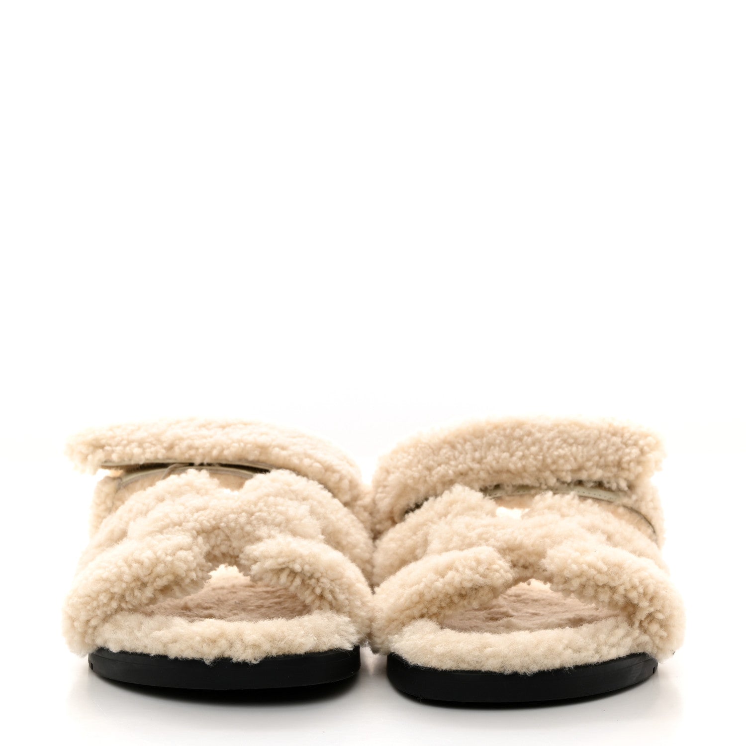 Hermes Woolskin Womens Chypre Sandals 38 Ecru 2 of 10