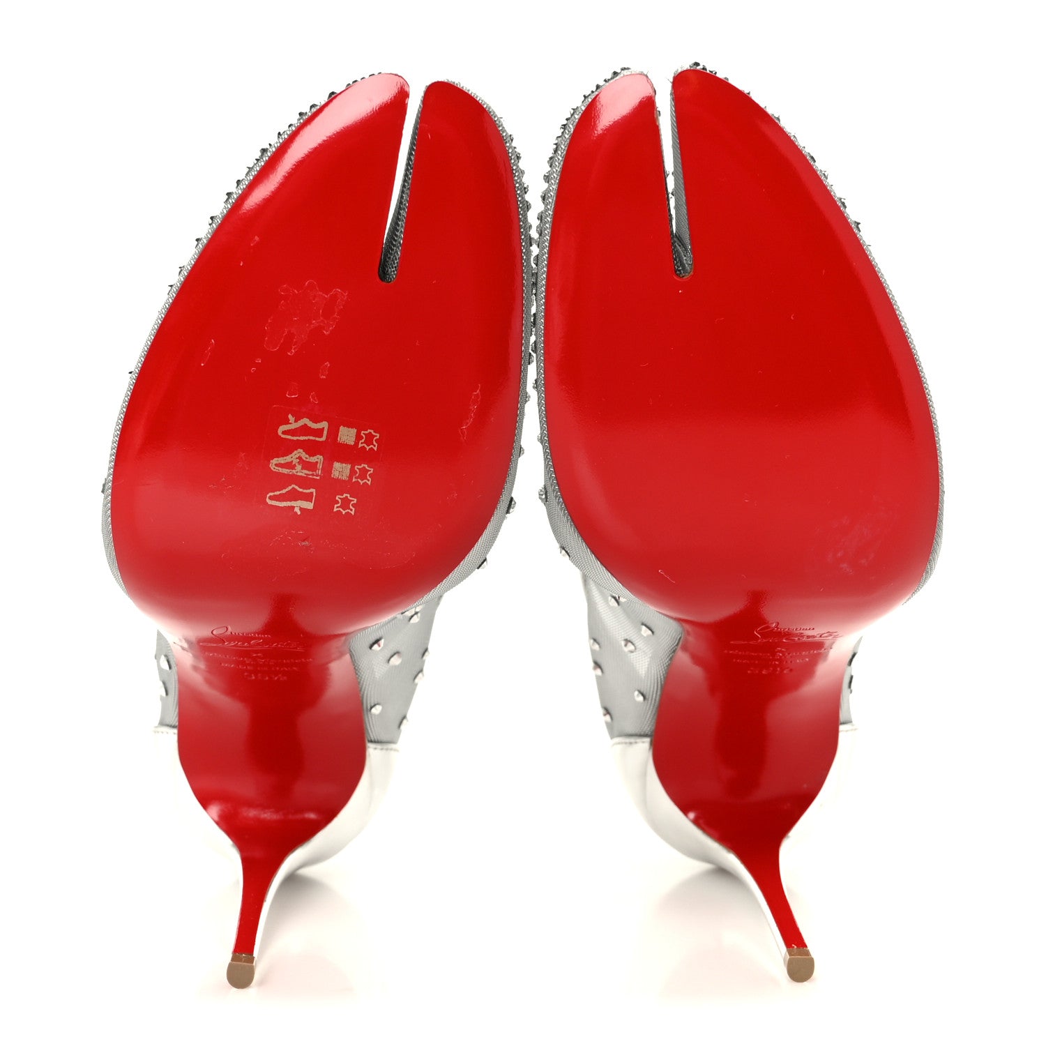 Christian Louboutin X MAISON MARGIELA Rete Glitter Specchio Bridiela Una Strass Tabi Pumps 39.5 Silver 6 of 8