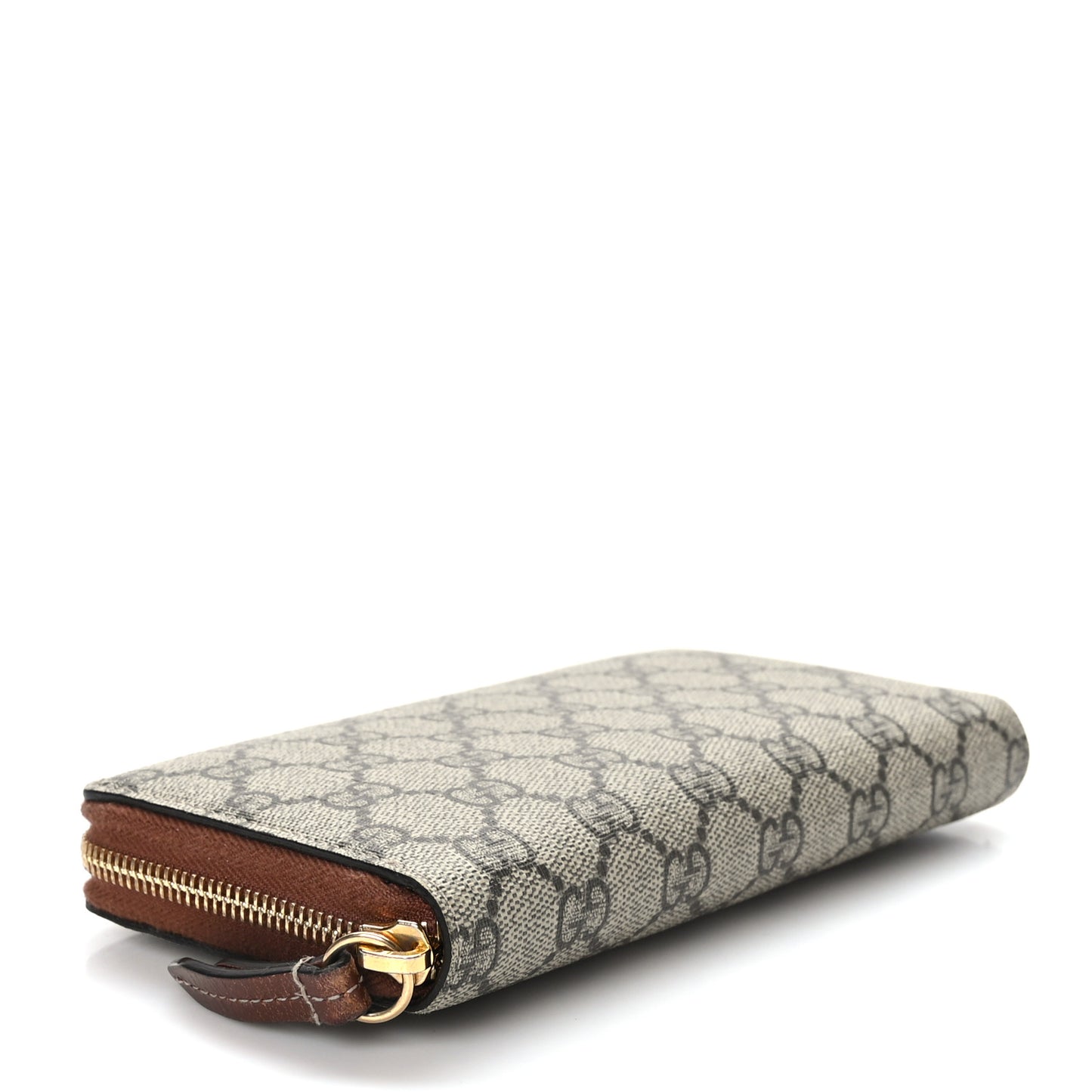 GG Supreme Monogram Cuoio Toscano Zip Around Wallet Beige Ebony Cuir