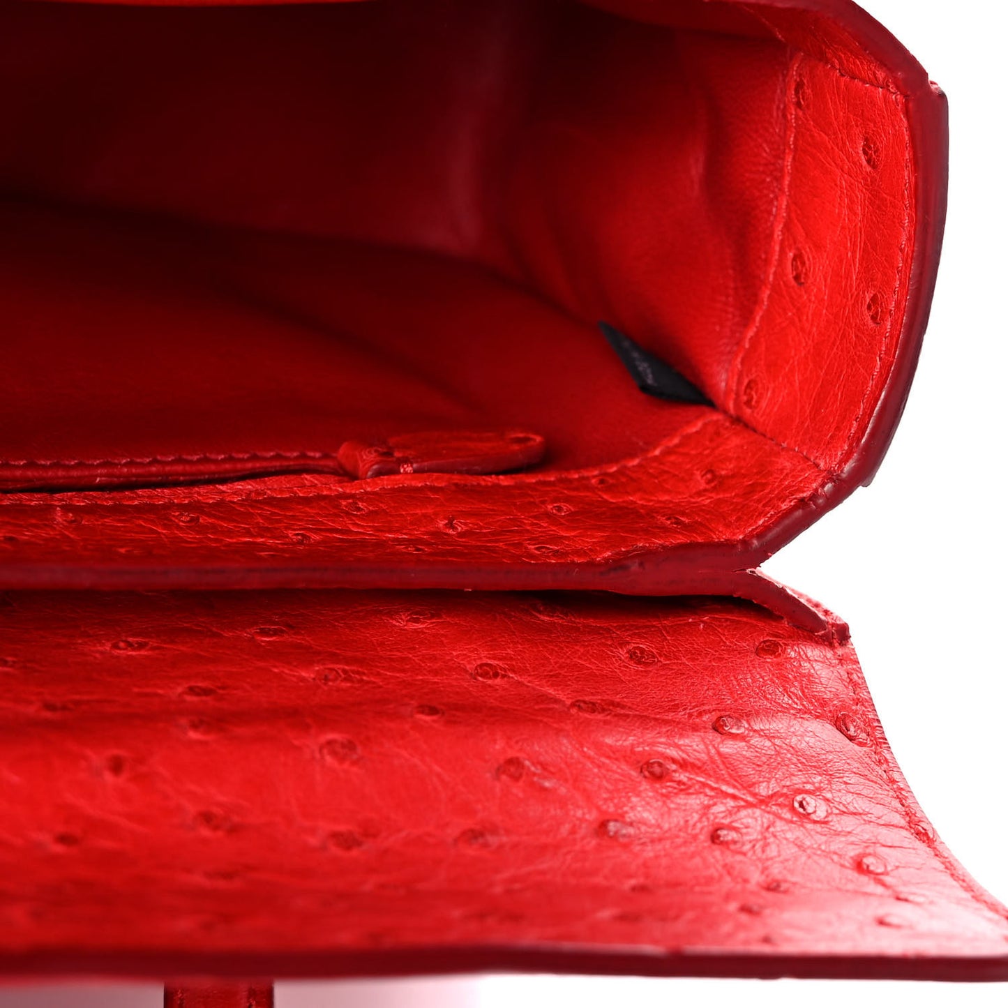 Ostrich Top Handle Shoulder Bag Rosso