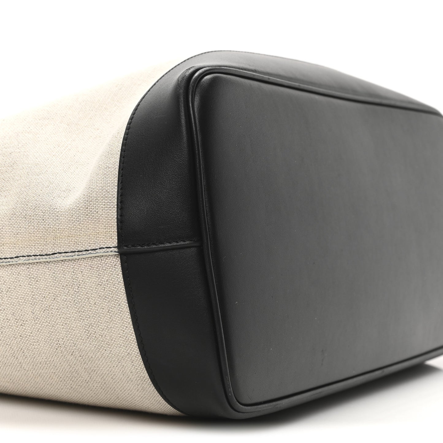 Canvas Calfskin Medium Charming Tote Natural Black