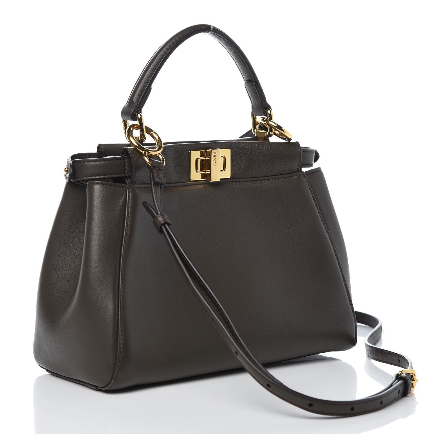 Fendi Nappa Mini Peekaboo Iconic Satchel Carbone 3 of 8