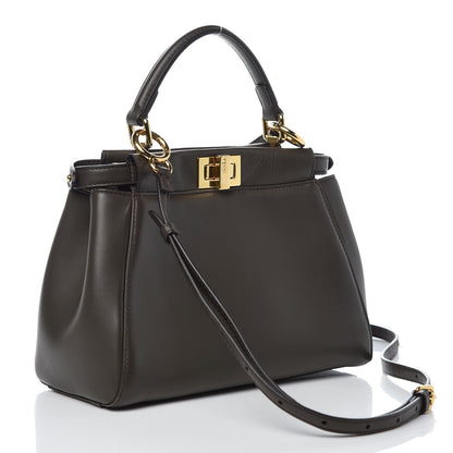 Fendi Nappa Mini Peekaboo Iconic Satchel Carbone 3 of 8
