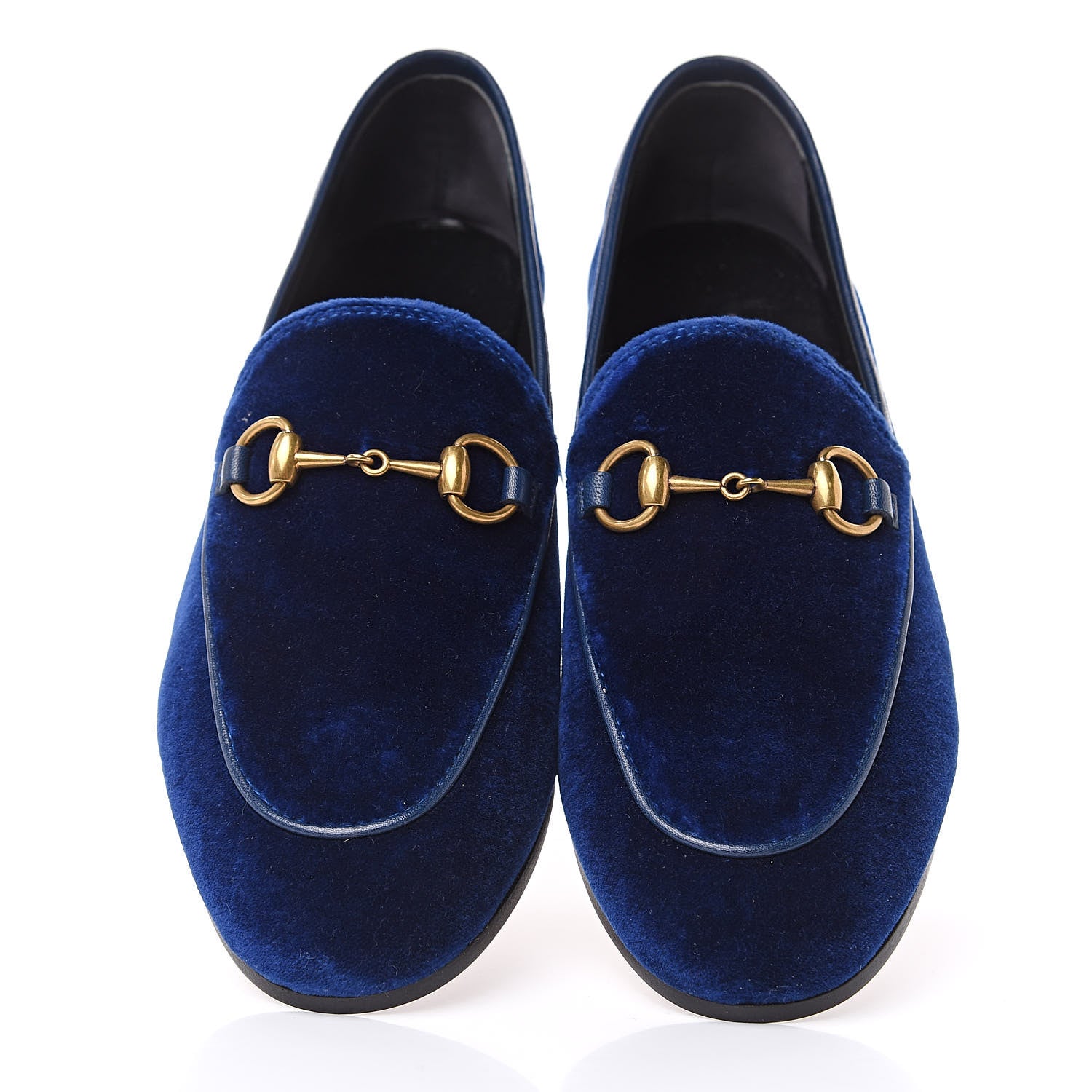 Gucci Velvet Horsebit Womens Jordaan Loafers 35 Blue Cobalt 3 of 10