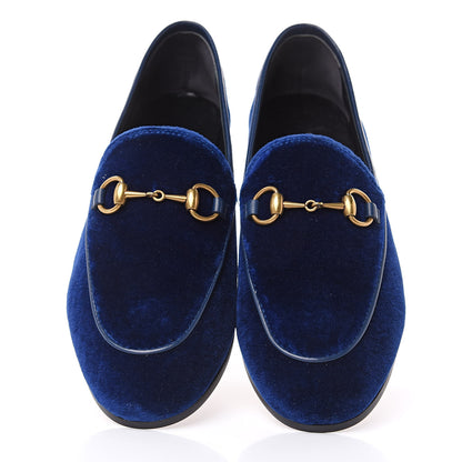 Gucci Velvet Horsebit Womens Jordaan Loafers 35 Blue Cobalt 3 of 10