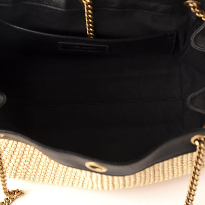 Saint Laurent Raffia Calfskin Small Nolita Shoulder Bag Natural Black 5 of 12