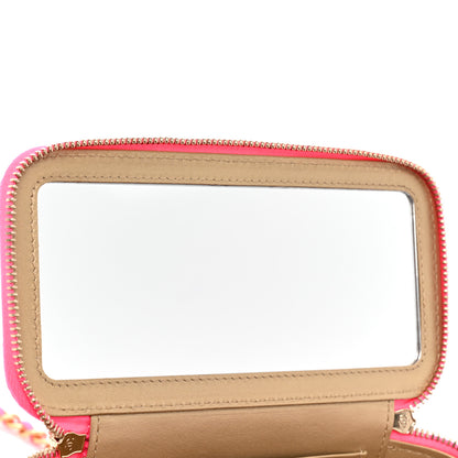 Chanel Patent Quilted Pearl Crush Small Vanity Case With Chain Neon Pink 10 of 15