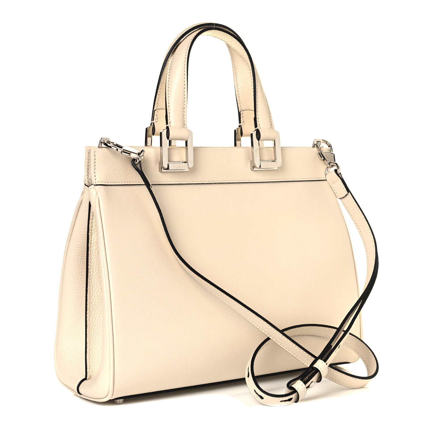Grainy Calfskin Small Zumi Top Handle Bag Mystic White