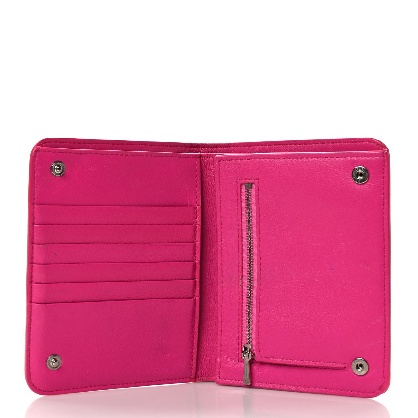 Calfskin Logo Medium Cash Wallet Acid Fuchsia