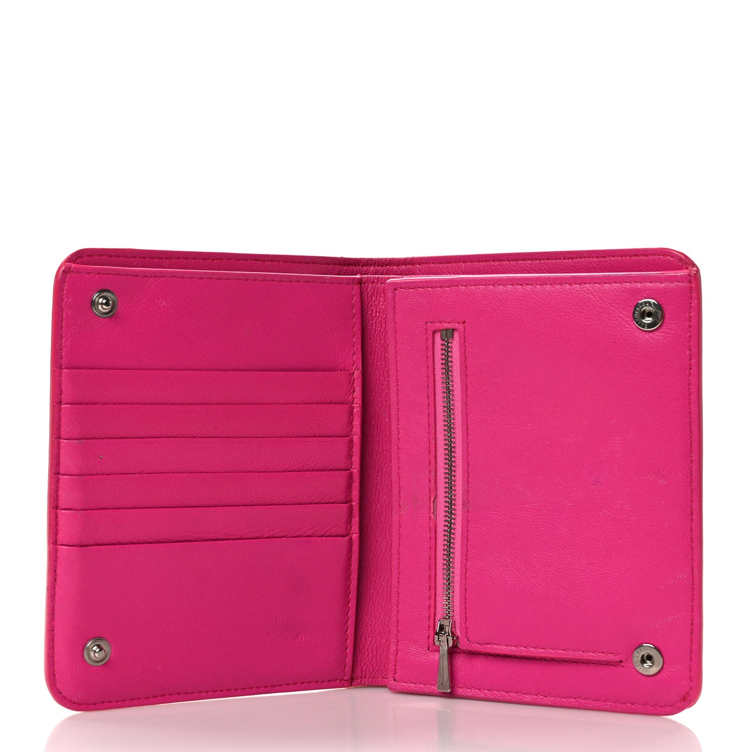 Balenciaga Calfskin Logo Medium Cash Wallet Acid Fuchsia 5 of 8